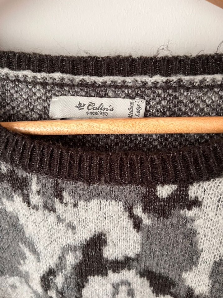 Gri Desenli Triko Kadın Kazak - Görsel 2