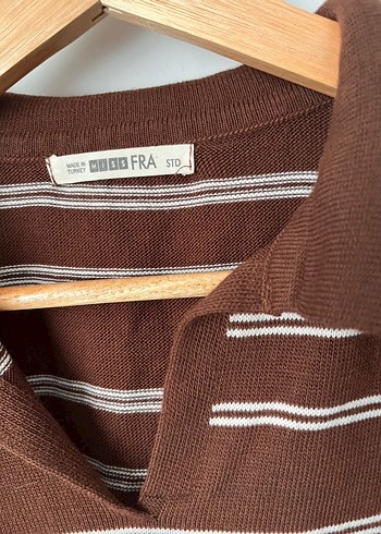 Kahverengi Çizgili Kadın Kazak - Görsel 3