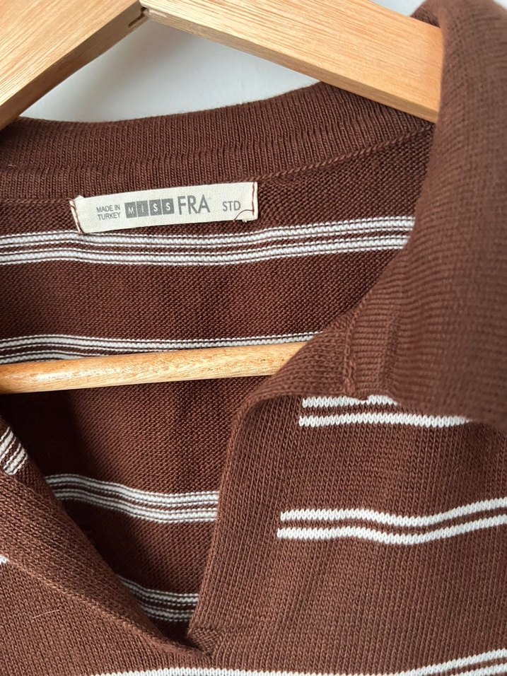 Kahverengi Çizgili Kadın Kazak - Görsel 3