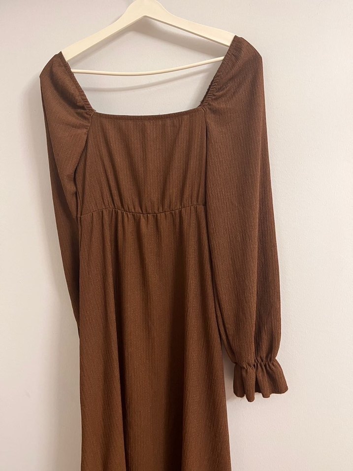 Kadın Kahverengi Uzun Elbise - Görsel 2