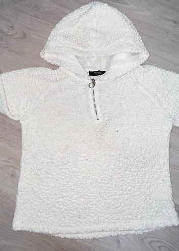 Kız Çocuk Beyaz Peluş Sweatshirt - Görsel 2