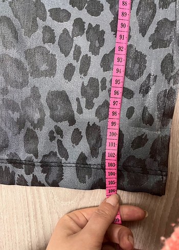 Gri Desenli Kemerli Kadın Pantolon - Görsel 4