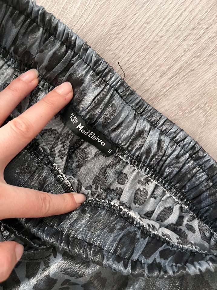 Gri Desenli Kemerli Kadın Pantolon - Görsel 3