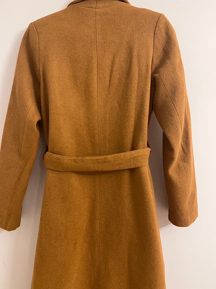 Kahverengi Kemerli Uzun Kadın Kaban - Görsel 5