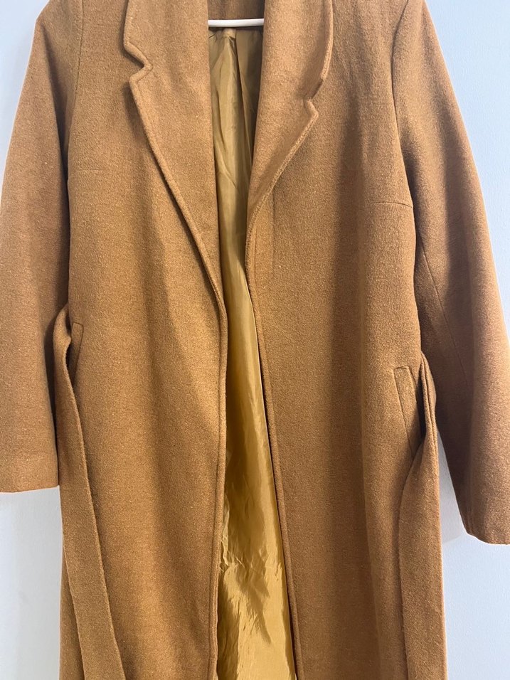 Kahverengi Kemerli Uzun Kadın Kaban - Görsel 2