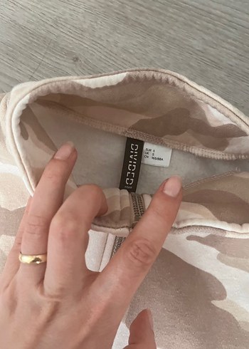 Kadın Kapüşonlu Bej Kamuflaj Eşofman Üstü - Görsel 4