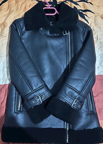 Kadın Siyah Deri Biker Ceket - Görsel 2