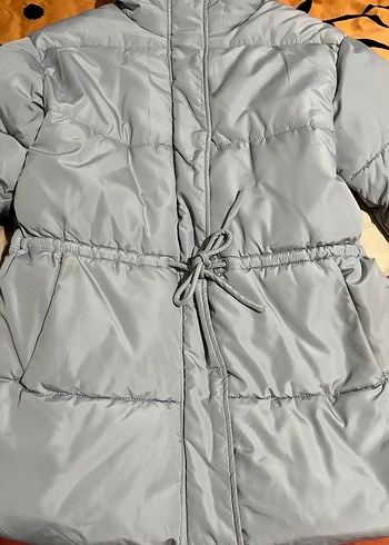 Buz mavisi Kadın Midi Kışlık Mont - Görsel 3