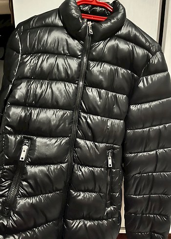 Dik Yaka Kadın Siyah Kışlık ince şişme mont - Görsel 4