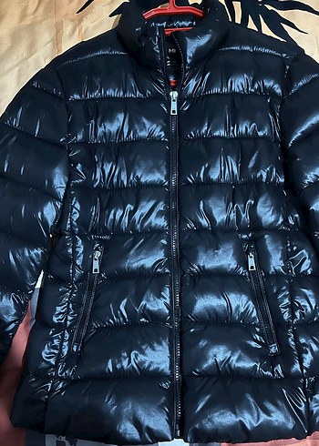 Dik Yaka Kadın Siyah Kışlık ince şişme mont - Görsel 2