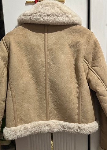 Kürklü Bej Süet Kısa Ceket - Görsel 3