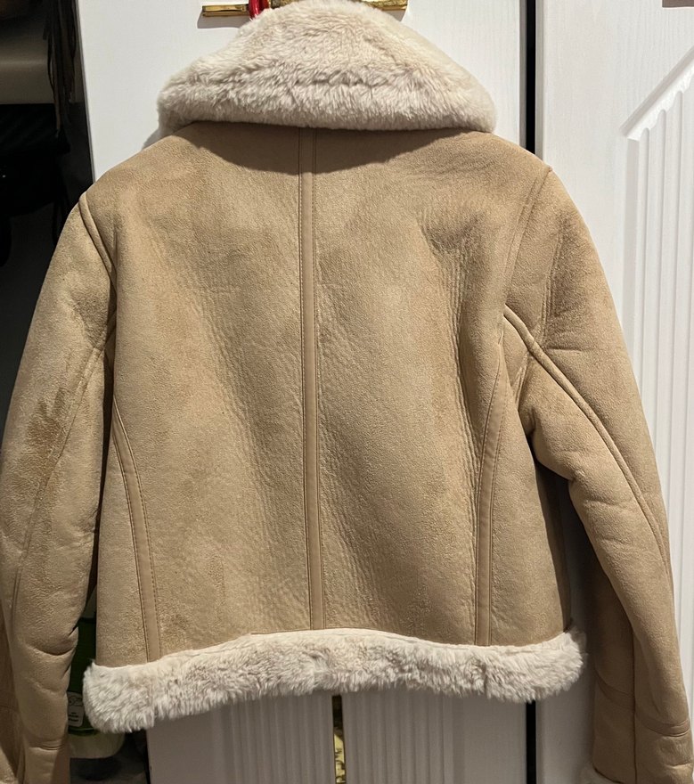 Kürklü Bej Süet Kısa Ceket - Görsel 3