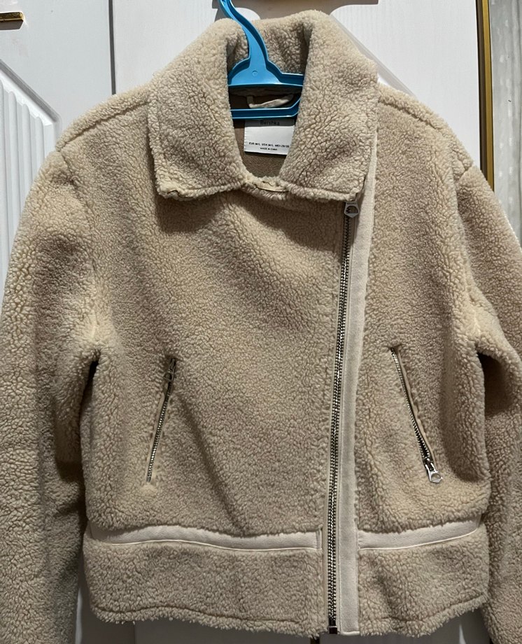 Kürklü Biker Ceket Bej - Görsel 3