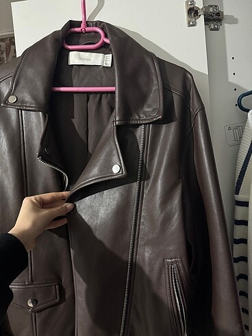 xs Beden kahverengi Renk Bershka kahverengi deri ceket