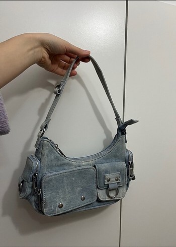Tokalı Mavi Denim Kadın Çanta