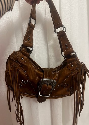 Bershka Kahverengi Deri İşlemeli Çanta - Görsel 2
