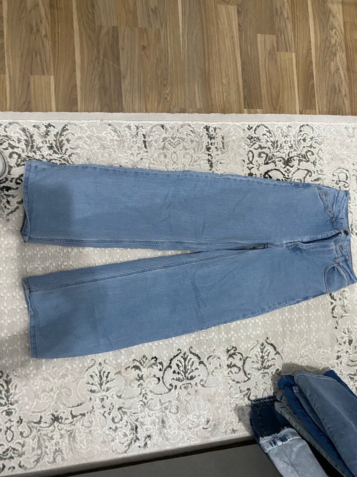 Geniş Kesim Mavi Kadın Kot Pantolon - Görsel 2