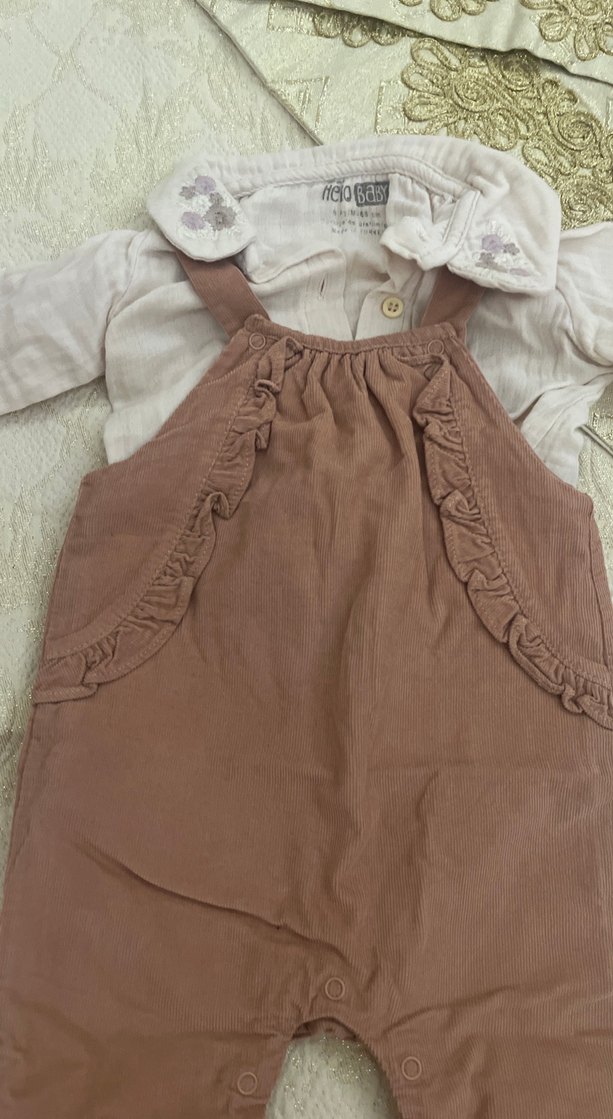 Düğmeli Bej Bebek Kız Tulum - Görsel 3