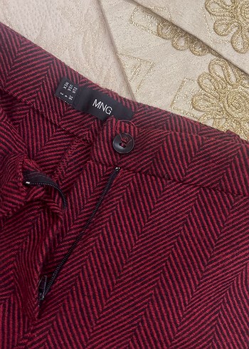 Bordo Pilili Kadın Kumaş Pantolon - Görsel 3