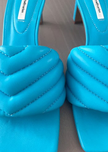 Stradivarius Mavi Pliseli Stiletto Terlik - Görsel 3