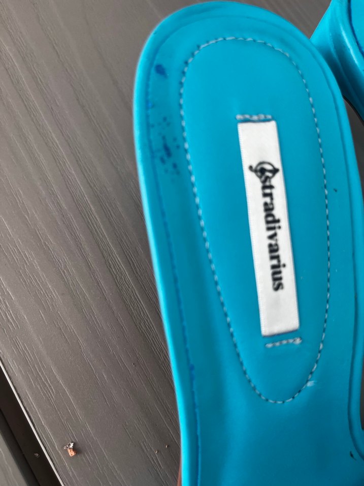 Stradivarius Mavi Pliseli Stiletto Terlik - Görsel 5