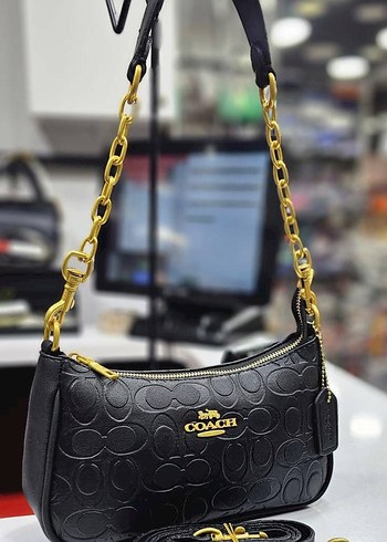 Coach Zincir Detaylı Pembe Deri Kadın Çanta - Görsel 5