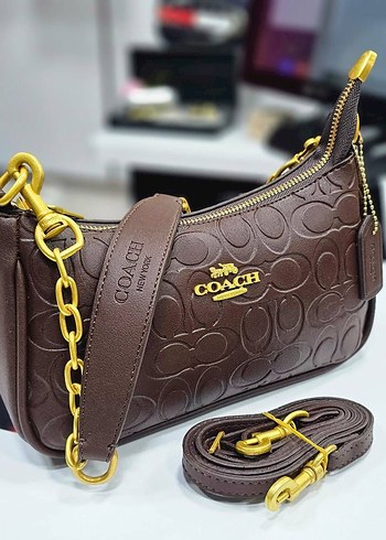 Coach Zincir Detaylı Pembe Deri Kadın Çanta - Görsel 6