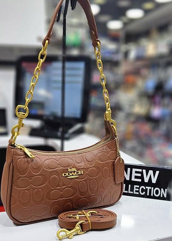 Coach Zincir Detaylı Pembe Deri Kadın Çanta - Görsel 8
