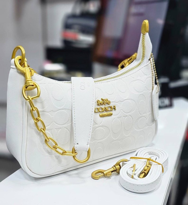 Coach Zincir Detaylı Pembe Deri Kadın Çanta - Görsel 2