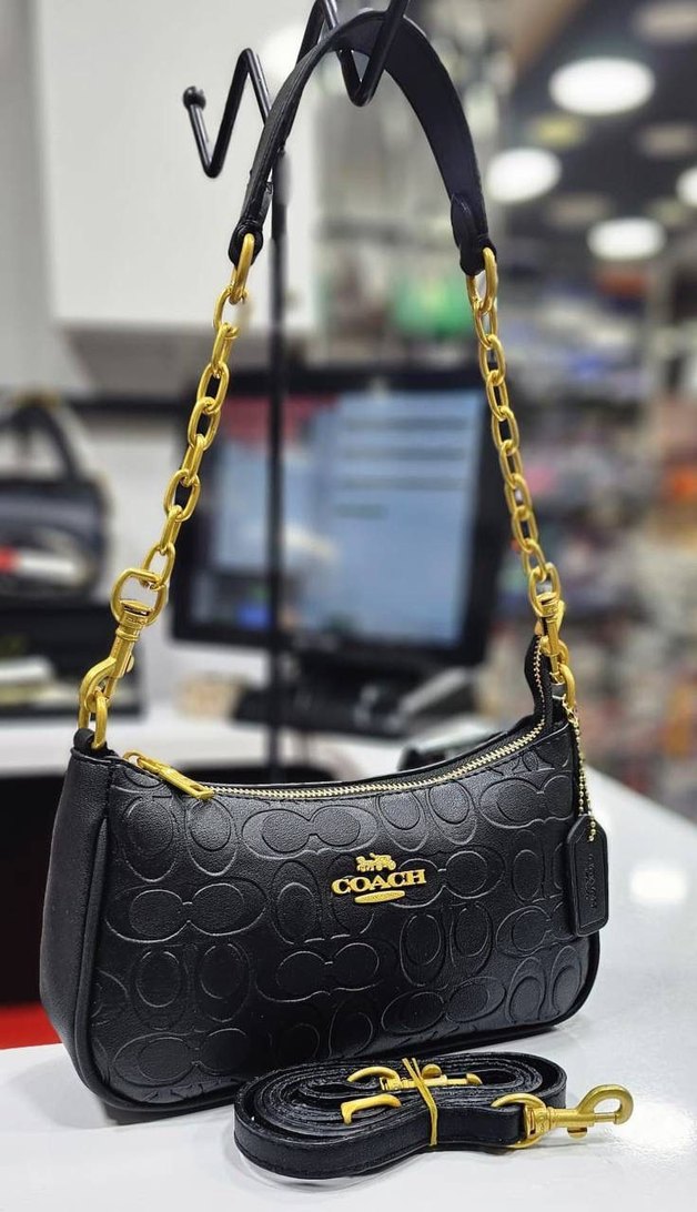 Coach Zincir Detaylı Pembe Deri Kadın Çanta - Görsel 5