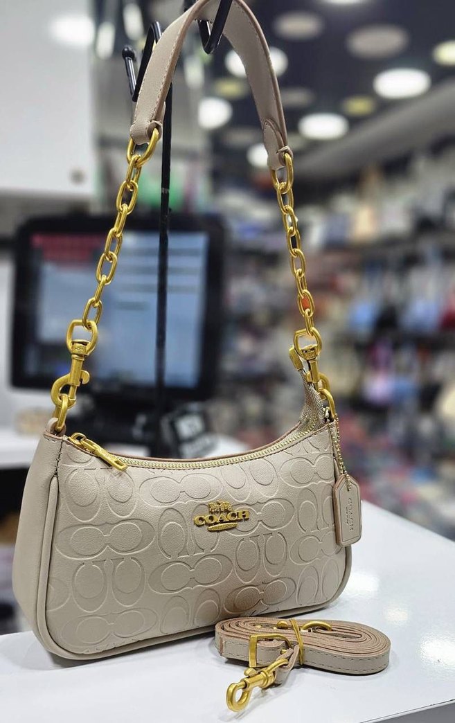 Coach Zincir Detaylı Pembe Deri Kadın Çanta - Görsel 4