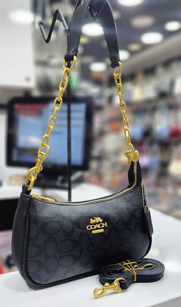 Coach Zincir Detaylı Siyah Deri Kadın Çanta - Görsel 2