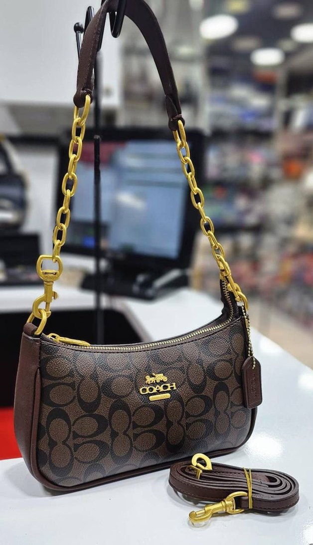 Coach Zincir Detaylı Siyah Deri Kadın Çanta - Görsel 4