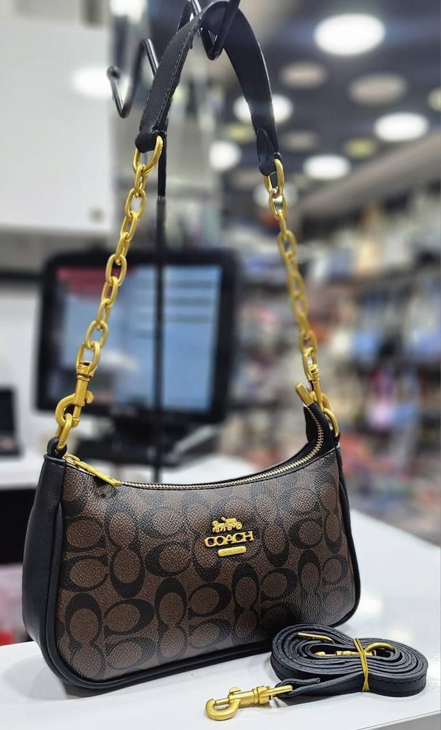 Coach Zincir Detaylı Siyah Deri Kadın Çanta - Görsel 5