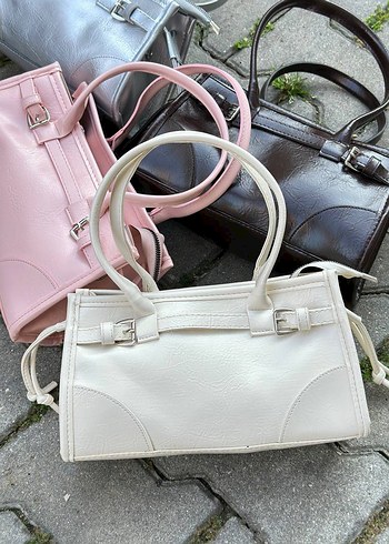 Pembe Tokalı Deri Kadın El Çantası - Görsel 2