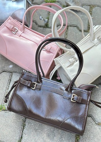 Pembe Tokalı Deri Kadın El Çantası - Görsel 3