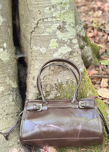 Pembe Tokalı Deri Kadın El Çantası - Görsel 8