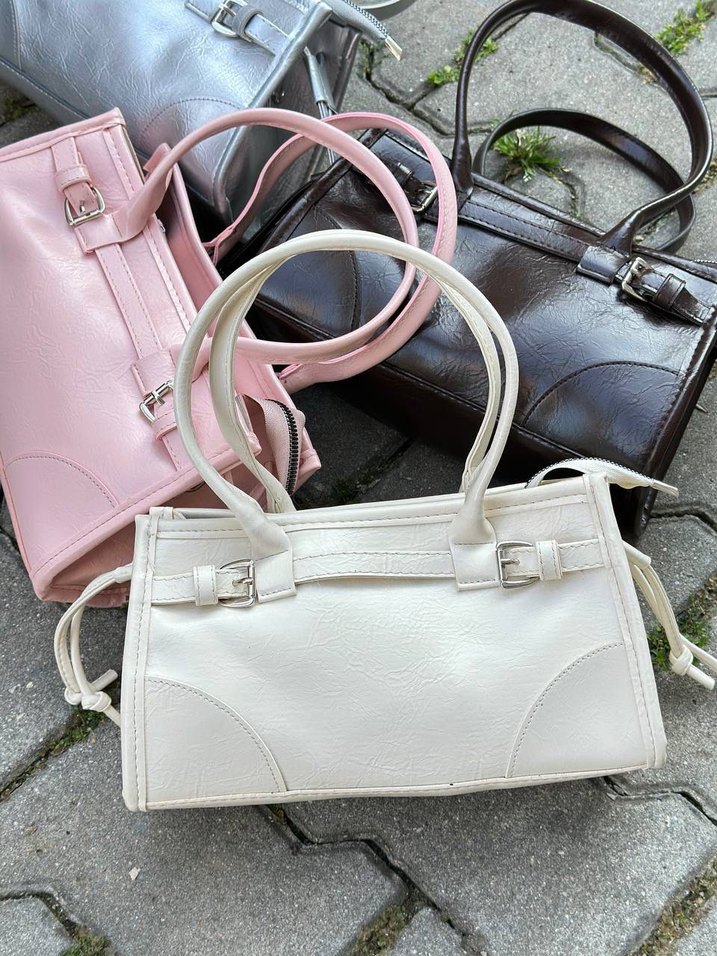 Pembe Tokalı Deri Kadın El Çantası - Görsel 2