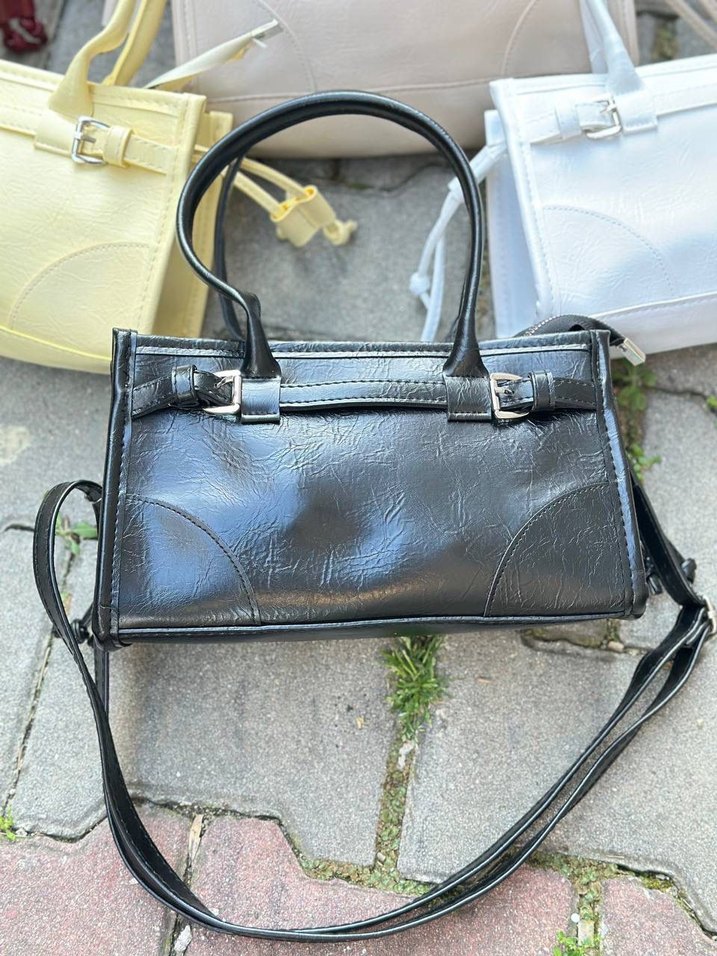 Pembe Tokalı Deri Kadın El Çantası - Görsel 4