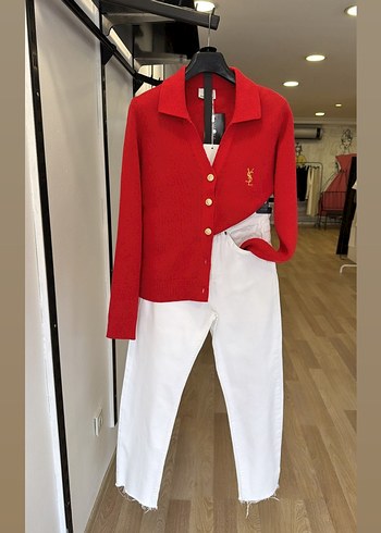 YSL Triko Polo Yaka Hırka - Görsel 2