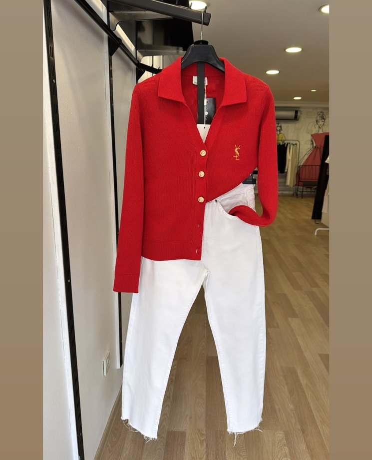 YSL Triko Polo Yaka Hırka - Görsel 2