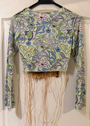 Zara Düğmeli Pastel Renkli Batik Desenli Uzun Kollu Bluz
