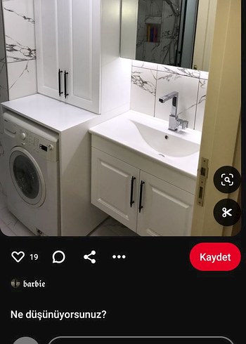 Beyaz Banyo Dolabı ve Çamaşır Makinesi Ünitesi