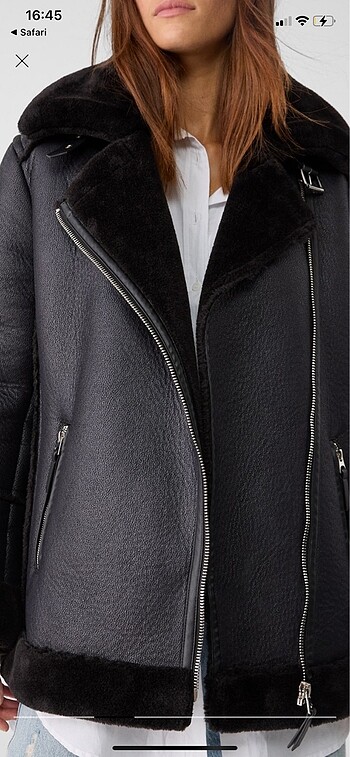 Stradivarius Kürklü çift yüzlü biker ceket
