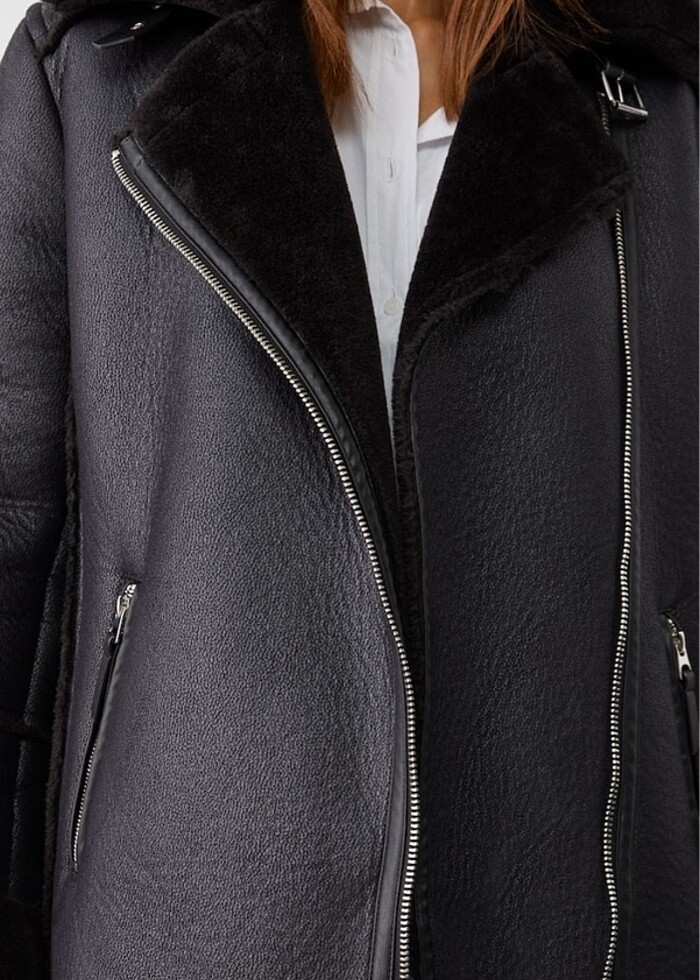 Kürklü çift yüzlü biker ceket - Görsel 2