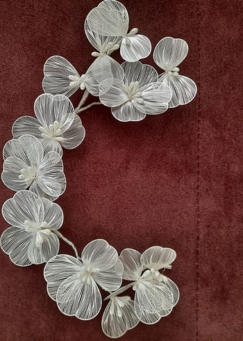 Dantel İşlemeli Beyaz Gelin Saç Aksesuarı - Görsel 3