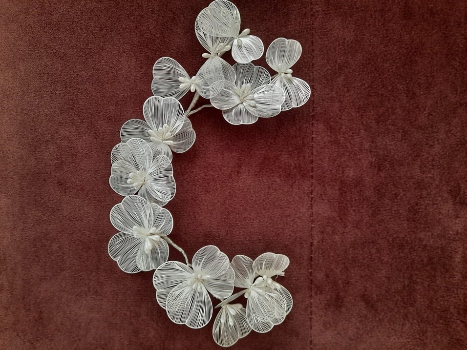 Dantel İşlemeli Beyaz Gelin Saç Aksesuarı - Görsel 3