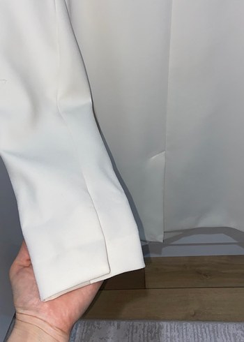 Beyaz Kadın Düğmeli Blazer Ceket - Görsel 5