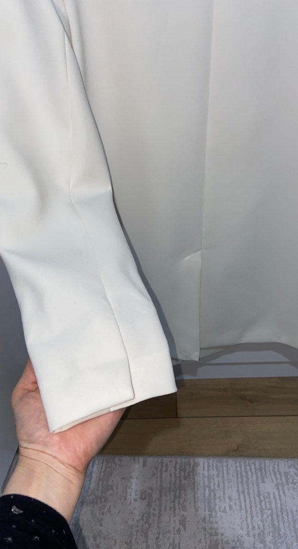 Beyaz Kadın Düğmeli Blazer Ceket - Görsel 5