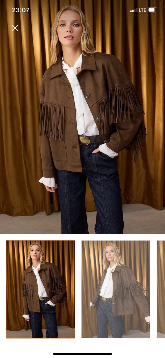 Düğmeli Kahverengi Süet Kadın Ceket - Görsel 4